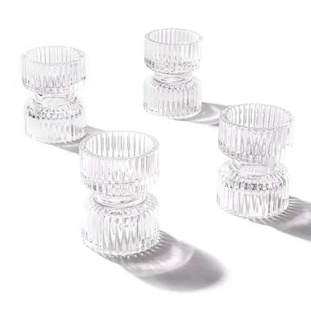 Glass Craft Ripple 2 in 1 Candle Holder Crystal (6x7.5cmH)