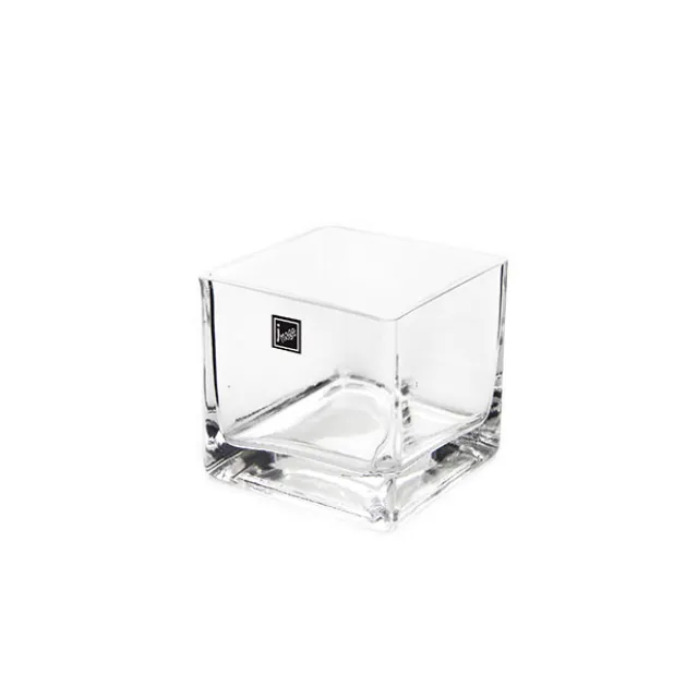 Glass Cube Vase 10cm Clear (10x10x10cmH)
