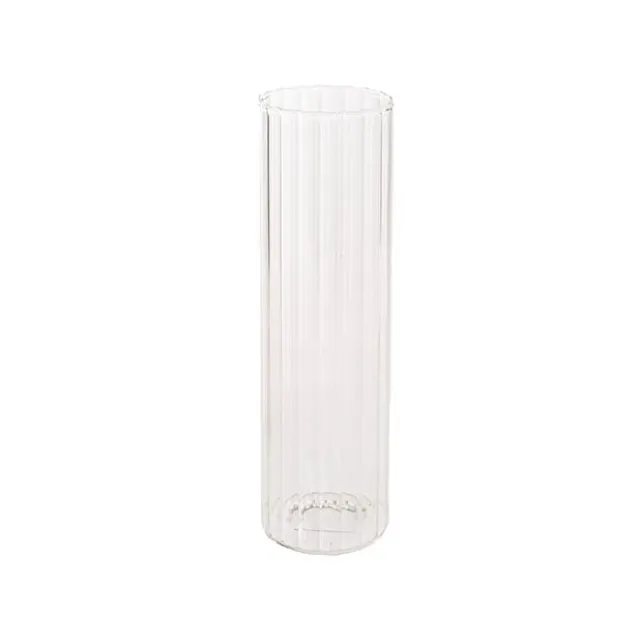 Glass Cylinder Floral Event Vase Ribbed Clear (10Dx30cmH)