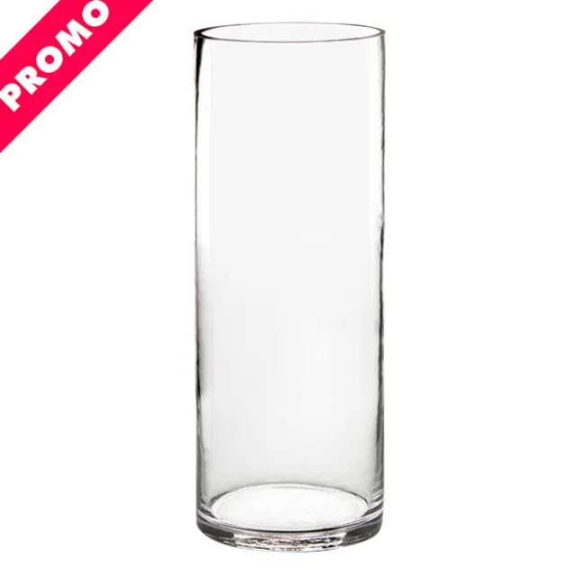 Glass Cylinder Vase Clear (12Dx30cmH) Promo