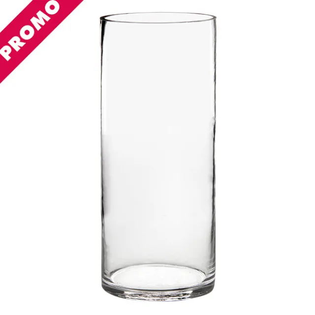 Glass Cylinder Vase Clear (15Dx30cmH) Promo