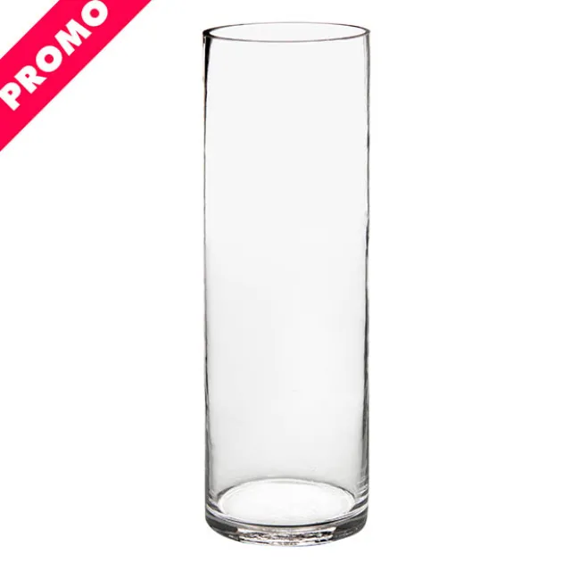Glass Cylinder Vase Clear (10Dx30cmH) Promo
