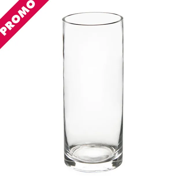 Glass Cylinder Vase Clear (10Dx25cmH) Promo