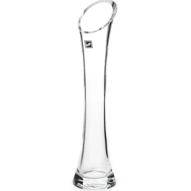 Glass Cylinder Waisted Bud Vase Diag Top Clear (9Dx37cmH)