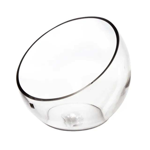Glass Diagonal Cut Round Vase Clear (TD:24x BD:13x21cmH)