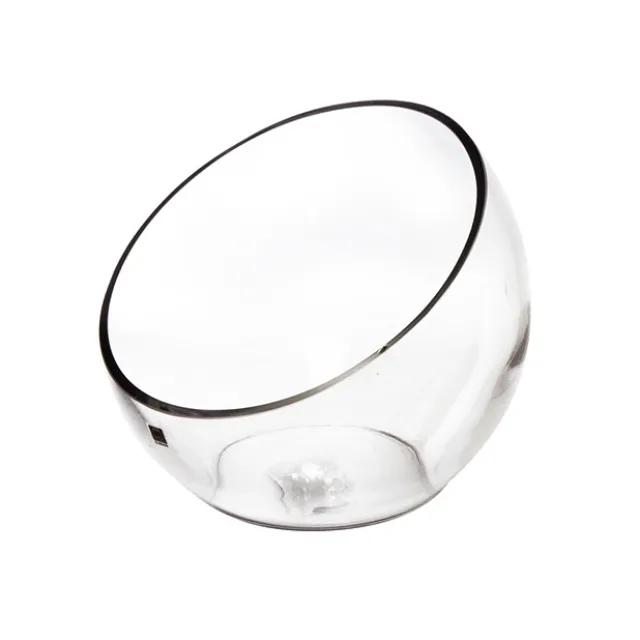 Glass Diagonal Cut Round Vase Clear (TD:18x BD:9.8x15.2cmH)