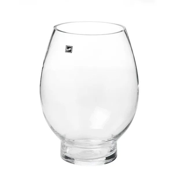 Glass Hurricane Vase Lotus Clear (16x30cmH)