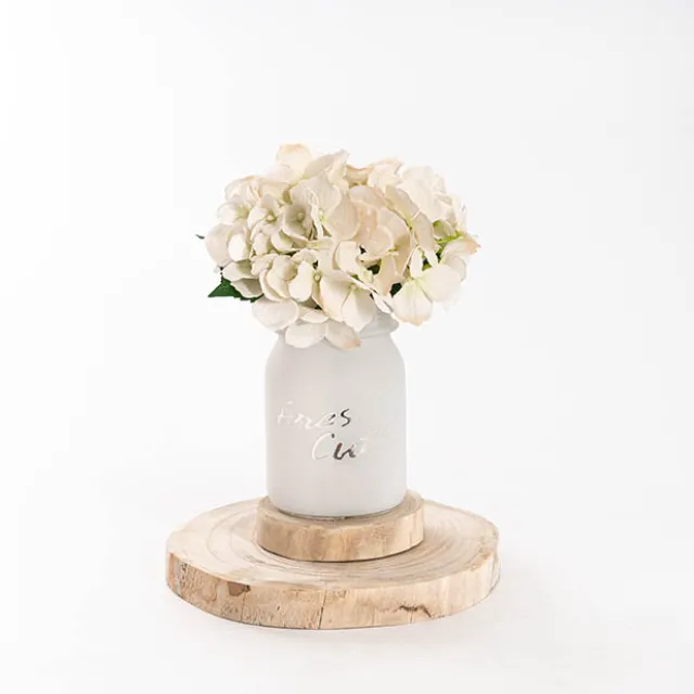 Glass Mason Jar Fresh Cuts Posy Vase White (9.5Dx15cmH)