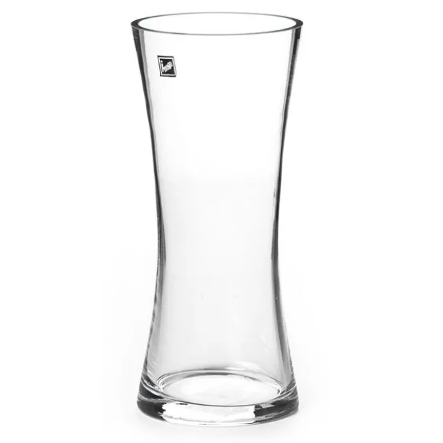 Glass Rosette Vase Concaved Sided Clear (12Dx28cmH)