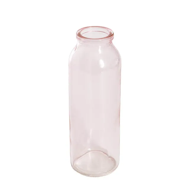 Glass Tall Milk Bottle Pink (5.5x16cmH)