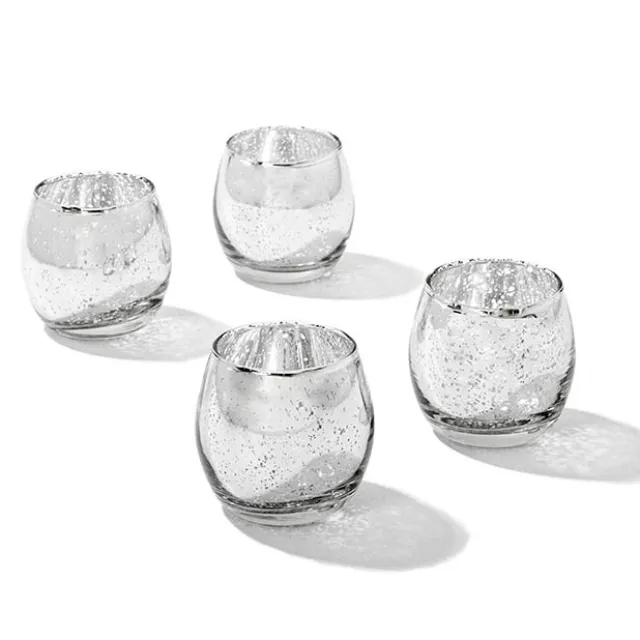 Glass Tealight Candle Holder Mini Sphere Silver (5.5x6cmH)