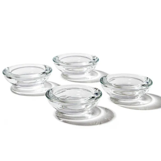 Glass Tealight Candle Holder Low Flat Clear (7.5x2.5cmH)