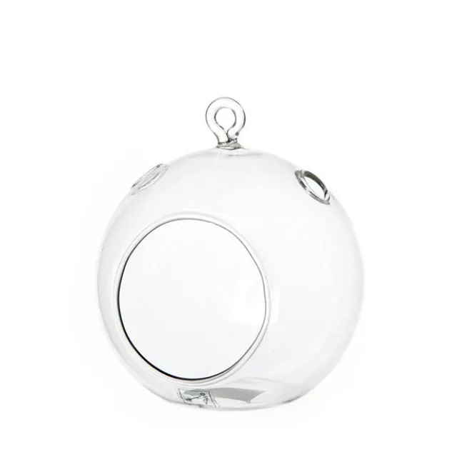 Glass Tealight HolderHanging Ball 10cmD*12cmH Clear