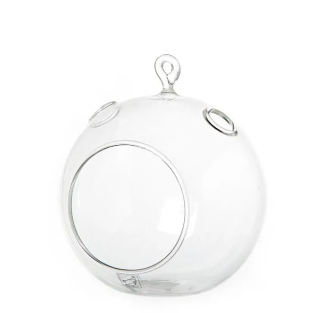 Glass Tealight HolderHanging Ball 12cmD*14cmH Clear