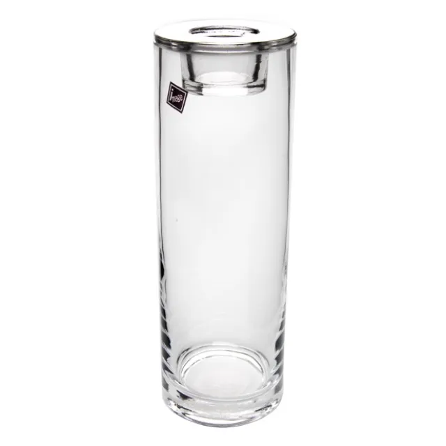Glass Vase Cylinder with Tealight Holder Clear (9cmDx26cmH)