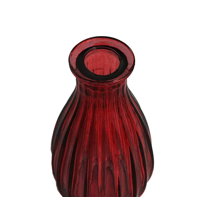 Glass Vintage Bottle Cafe Bud Vase Red (7x14.5cmH) 220ml