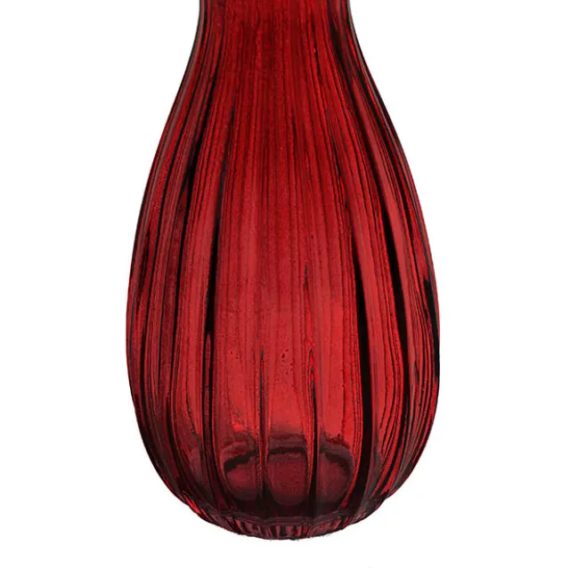 Glass Vintage Bottle Cafe Bud Vase Red (7x14.5cmH) 220ml