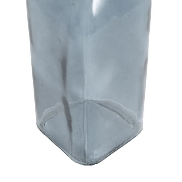 Glass Vintage Bottle Square Bud Vase French Blue (4.7x16cmH)