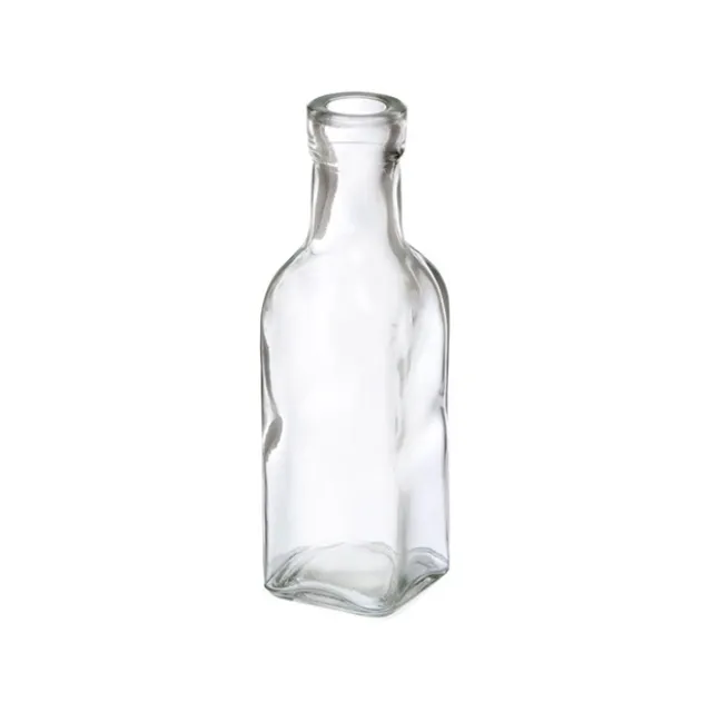 Glass Vintage Bottle Square Bud Vase Clear (4.7x16cmH)