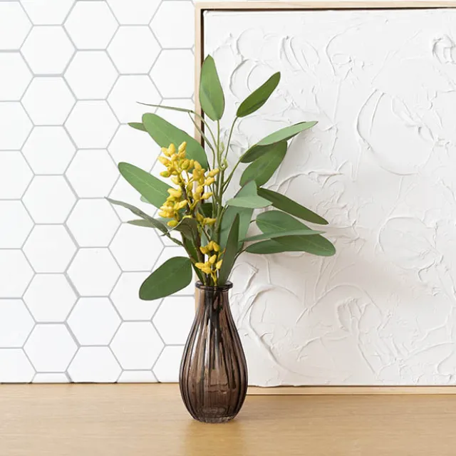 Glass Vintage Bottle Cafe Bud Vase Dk Brown (7x14.5cmH)