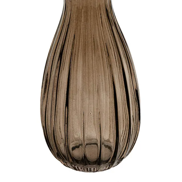 Glass Vintage Bottle Cafe Bud Vase Dk Brown (7x14.5cmH)