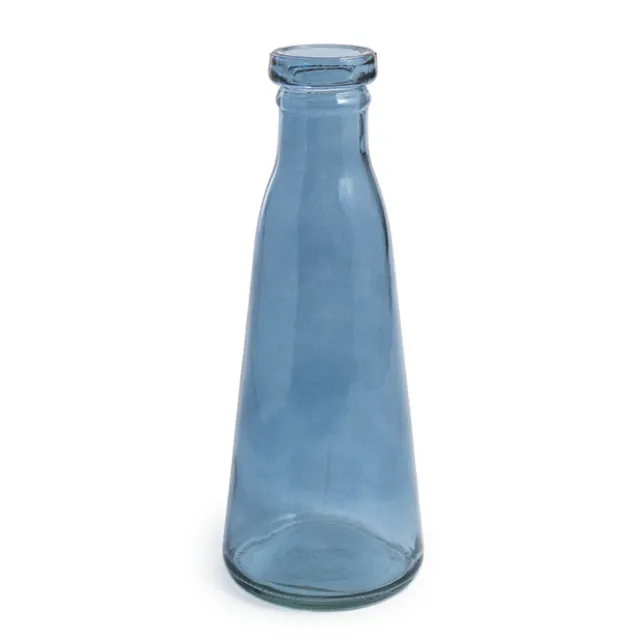 Glass Vintage Evelyn Bottle Bud Vase Blue 500ml 8.5x22.5cmH