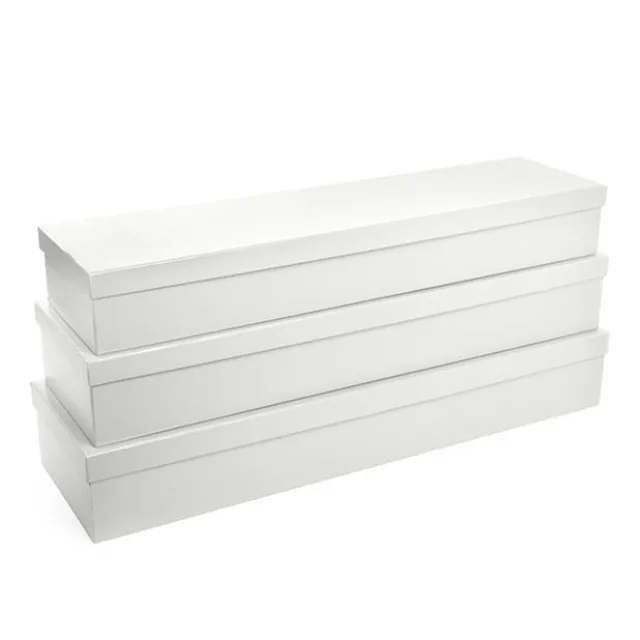 Glossy Rose Box Dozen White (75x21x11cmH) Set 3