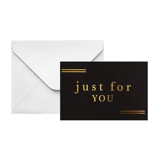 Gold Foil Black Card & Envelope Just For You Pk25(10x6.5Hcm)
