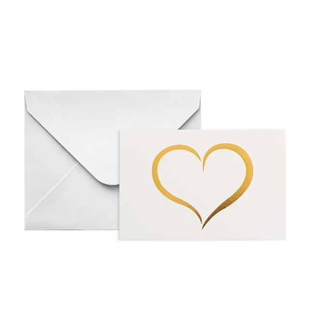 Gold Foil Card & Envelope Love Heart Pack 25 (10x6.5Hcm)