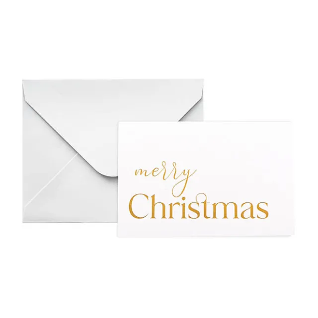 Gold Foil Card & Envelope Merry Christmas Pk25 (10x6.5Hcm)