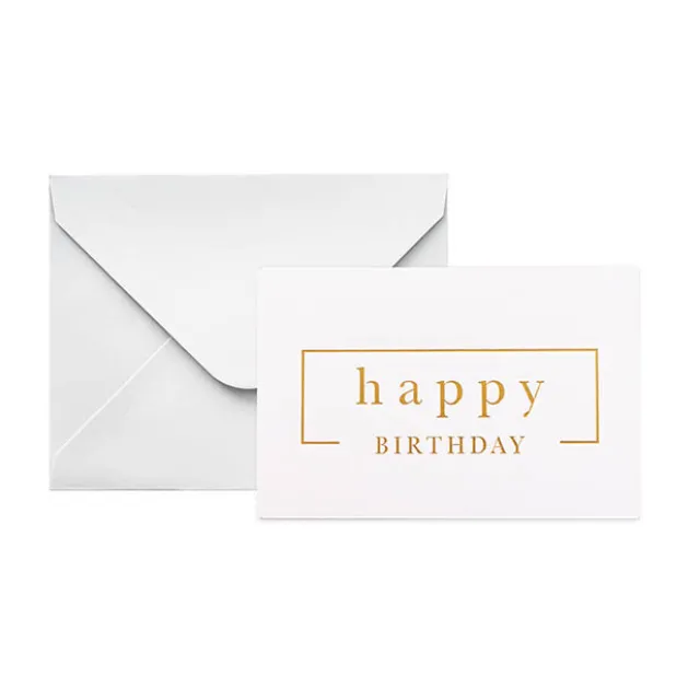 Gold Foil Card & Envelope Birthday Border Pk25 (10x6.5Hcm)
