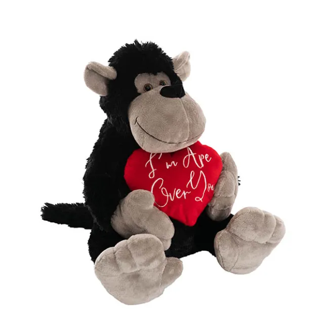 Gorilla George w I'm Ape Over You Heart Plush Black (34cmST)