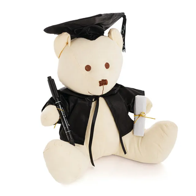 Graduation Signature Calico Teddy Bear w Pen Cream (25cmST)