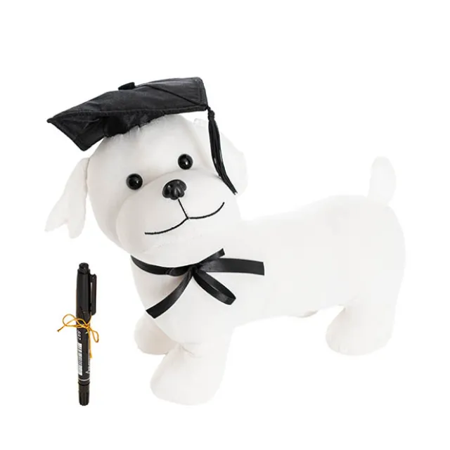 Graduation Signature Calico Dog with Pen White (30cmx25cmHT)