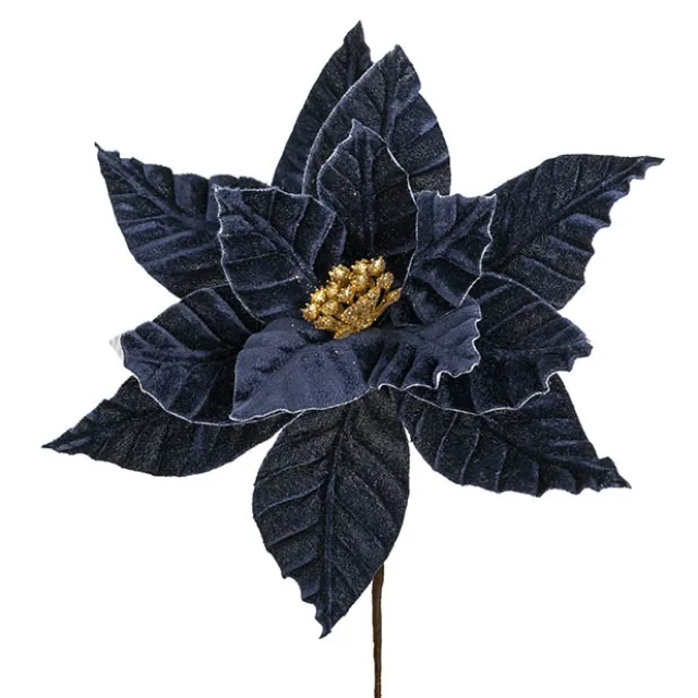 Grand Christmas Poinsettia Pick Navy (27cmDx29cmH)