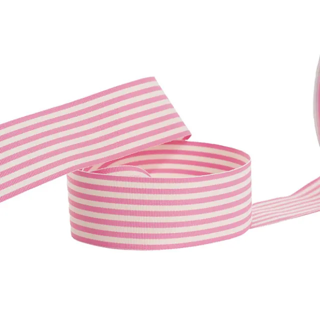 Grosgrain Ribbon Fine Stripes Baby Pink & White (38mmx20m)