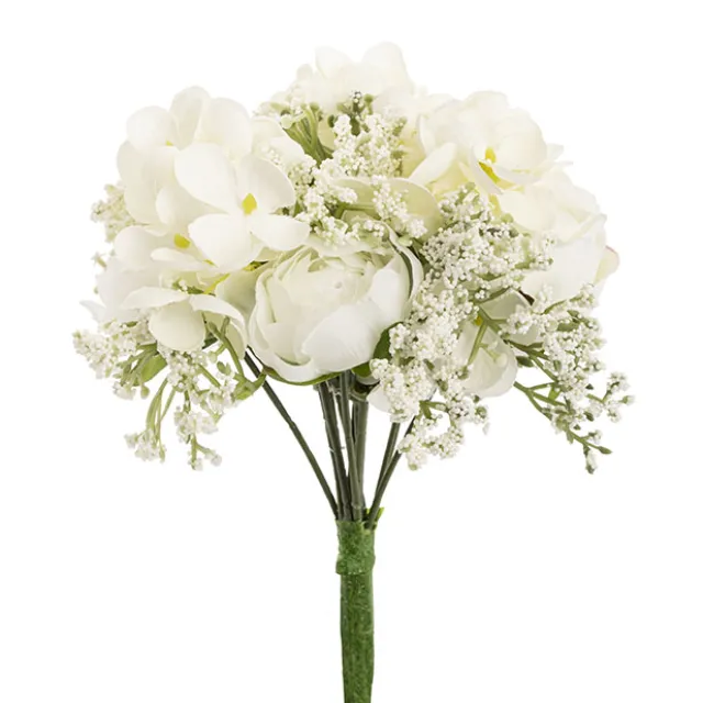 Gypsophila Rose Hydrangea Bouquet Off White (14cmDx26cmH)