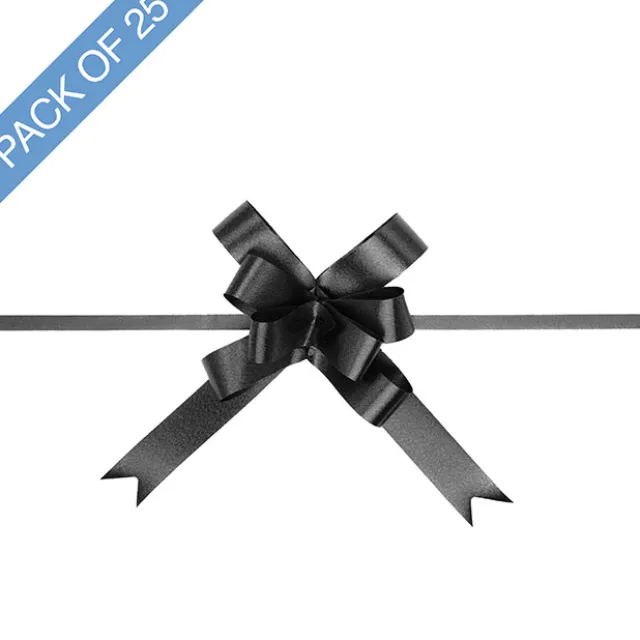 Ribbon Pull Bow Black (18mmx53cm) Pack 25