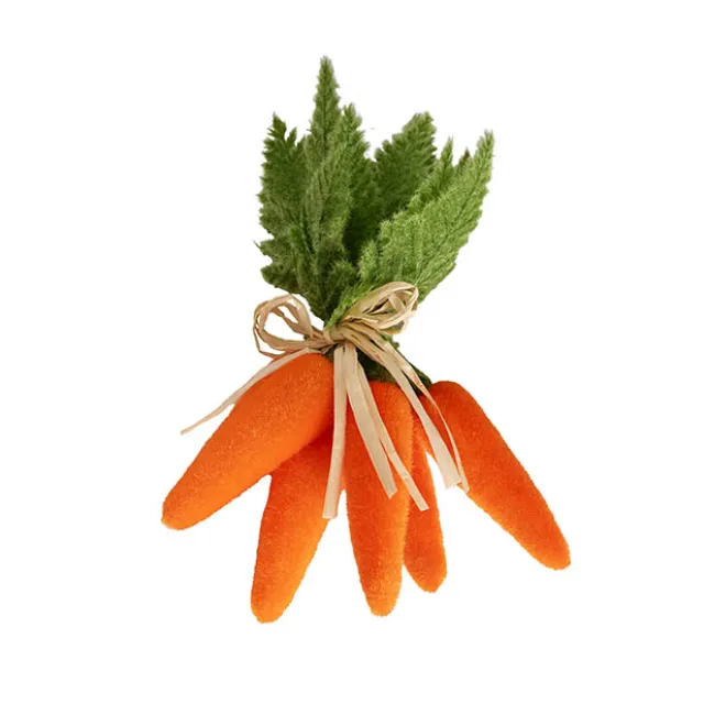Flocked Carrot Bunch Pack 6 Orange (21cmH)