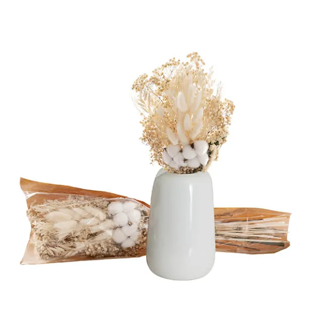 Preserved Dried Mixed Flower Arrangement Creamy White(55cmH)