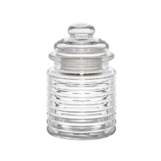 Glass Mini Jar Circles with Lid Clear (7.5Dx12cmH)