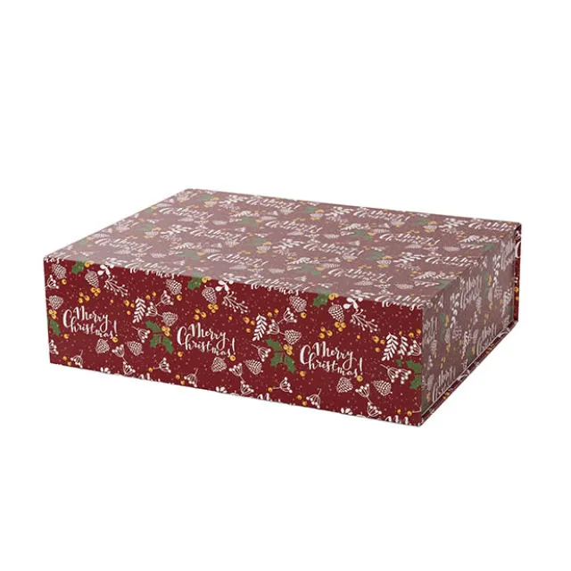 Hamper Gift Box Magnetic Flap Medium Xmas Red(32x24x9cmH)