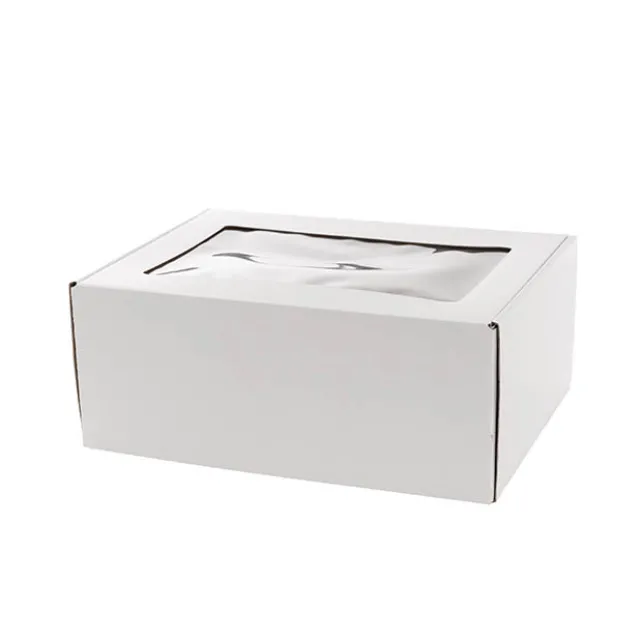 Hamper Gift Box PVC Window Medium White (31.5x22.5x12.5cmH)