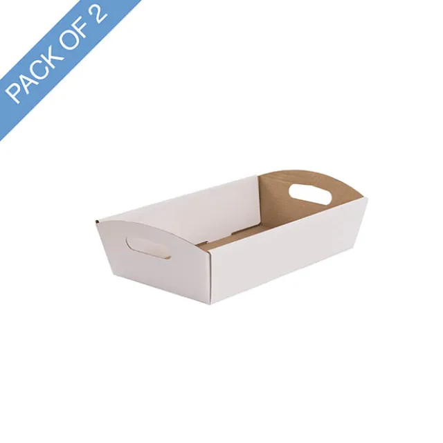 Hamper Tray Flat Pack Extra Small White Pk2 (25x16x6cmH)