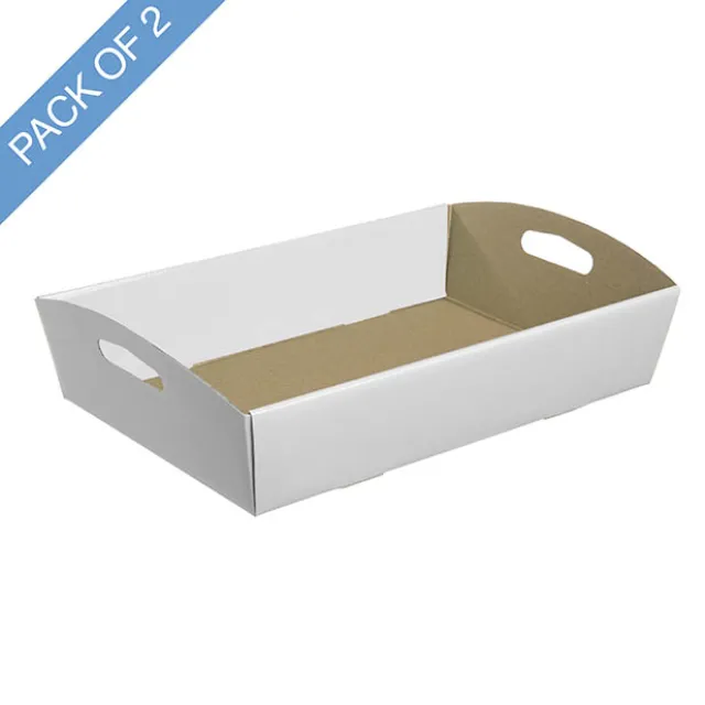 Hamper Tray Flat Pack Medium White Pack 2 (34x22x7cmH)