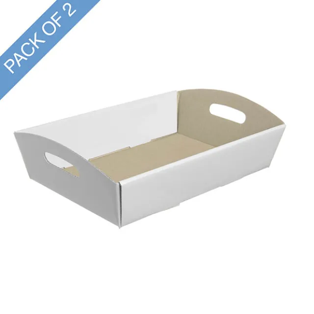 Hamper Tray Flat Pack Small White Pack 2 (30x19x6cmH)
