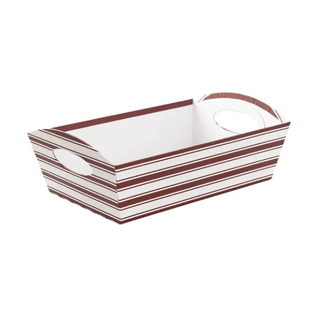 Hamper Tray Rigid Stripes Large Red White (33x23x12cmH)