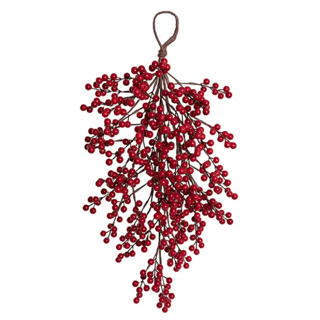 Hanging Berry Teardrop Swag Red (62cmH)