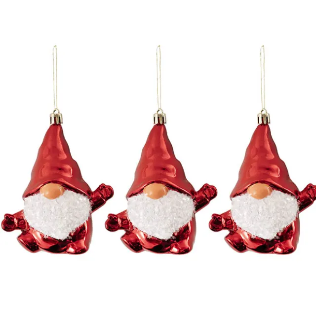 Hanging Christmas Gnomes Pack 3 Red (10x25x11cmH)