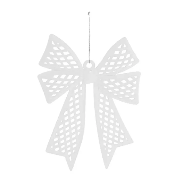 Hanging Flocked Bow White (16.5x24cmH)